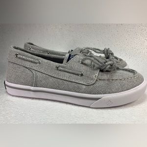 Sperry Top-Slider girl's sneakers sz 2.5 34 comfort canvas gray